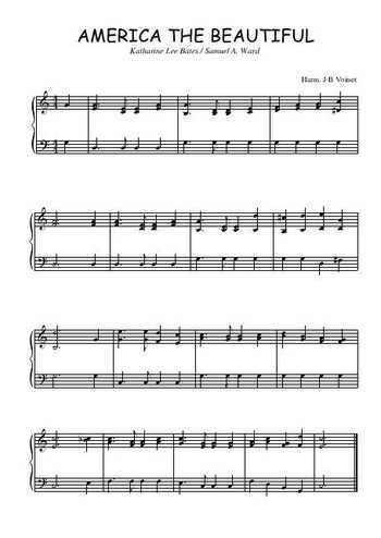 Téléchargez l'arrangement pour piano de la partition de America the Beautiful en PDF